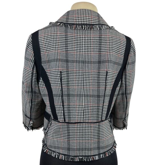 Etcetera 3/4 Sleeve Cropped Blazer Jacket With Fringe Trim & Button Front Size 8 - Picture 3 of 7